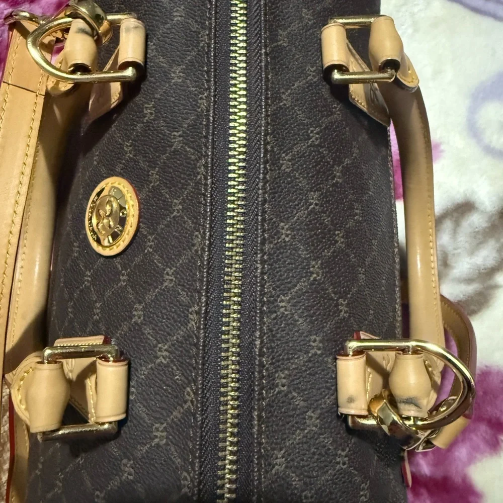 Rioni Brown and Tan  Boston satchel
